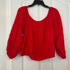 Nine West Off Shoulder Vibrant Red Blouse Crop Tops Large